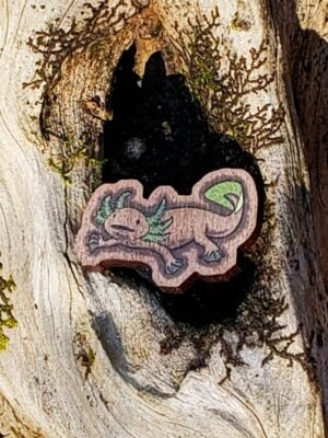 Image of Forest Axolotl wooden pin