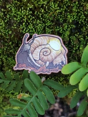 Image of Skull Snail wooden pin
